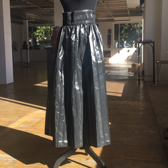 Vintage Dresses & Skirts - Black on black muted/metallic long full skirt
